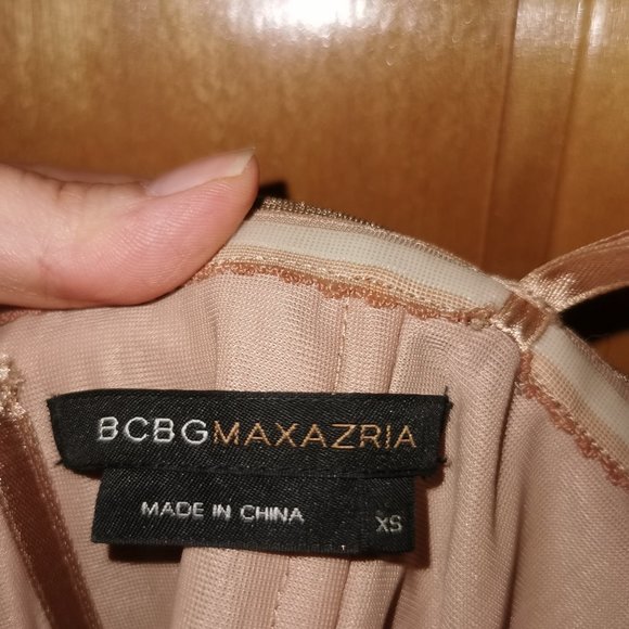 EUC BCBG Max Azria Strapless Gold Bandage Dress - Picture 5 of 6